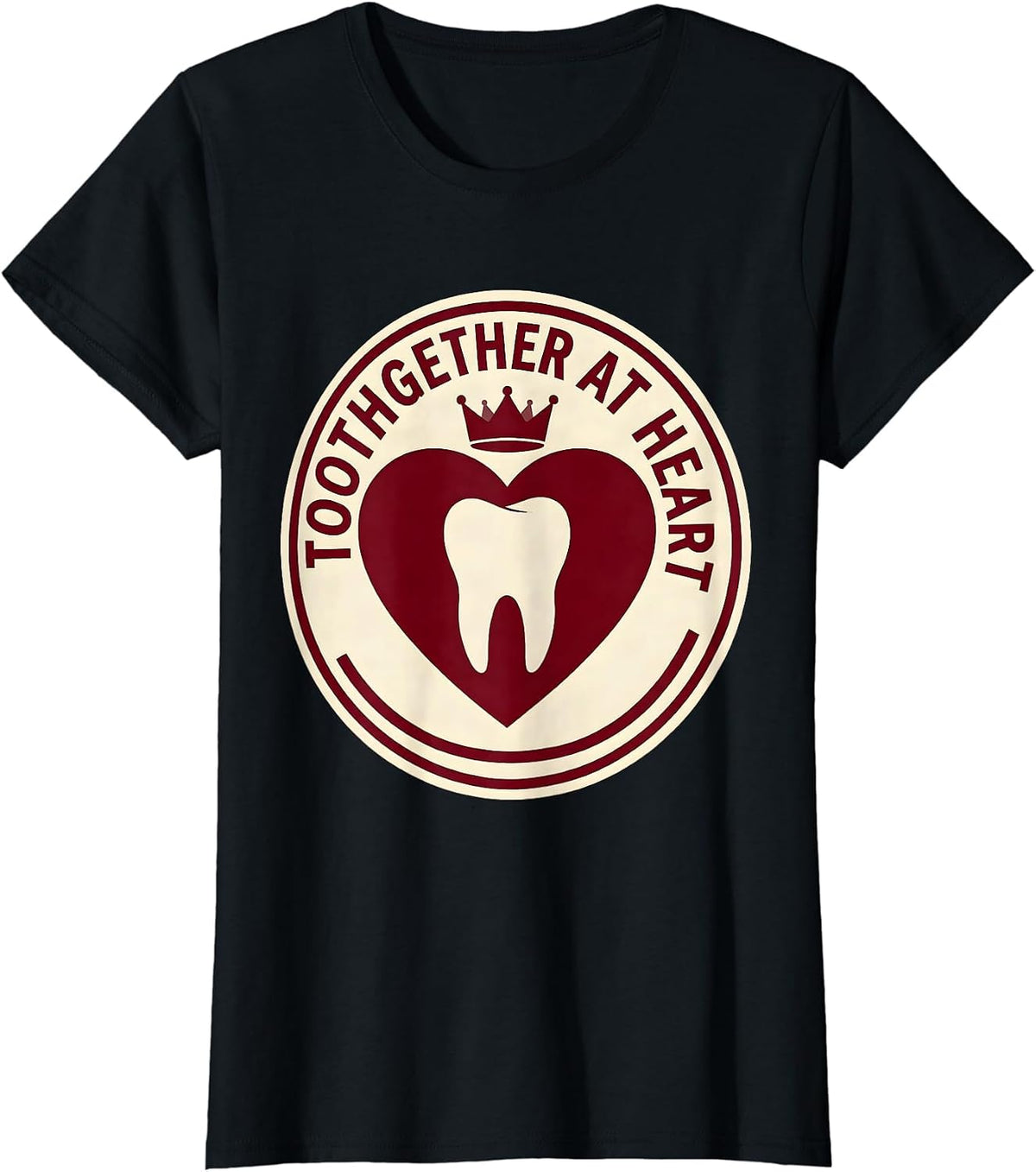 Toothgether At Heart Funny Dental Valentine Dentist T-Shirt - Black