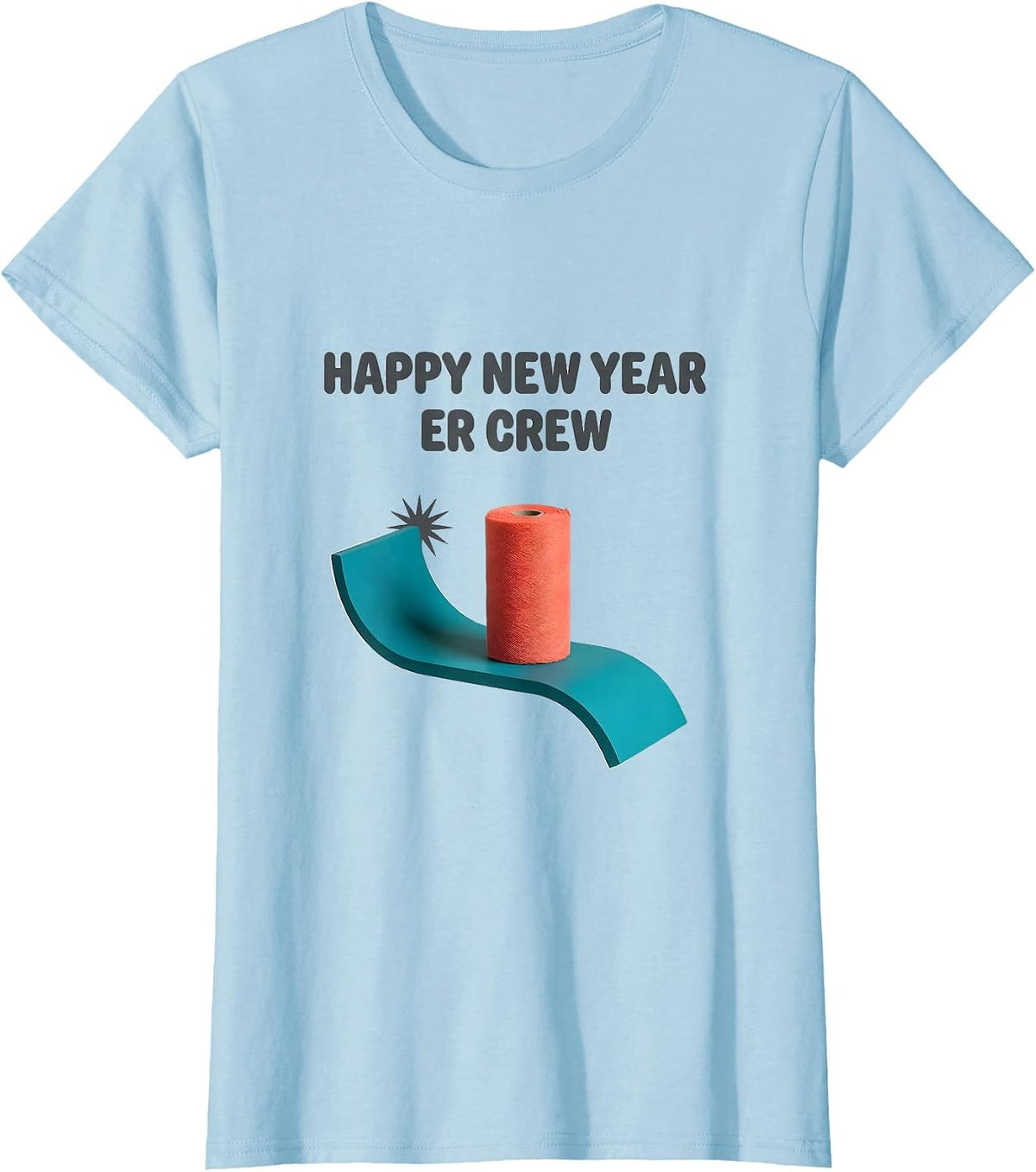 Women's Happy New Year, ER Crew Midcentury Modern Nurse Crew Party T-Shirt - Baby Blue