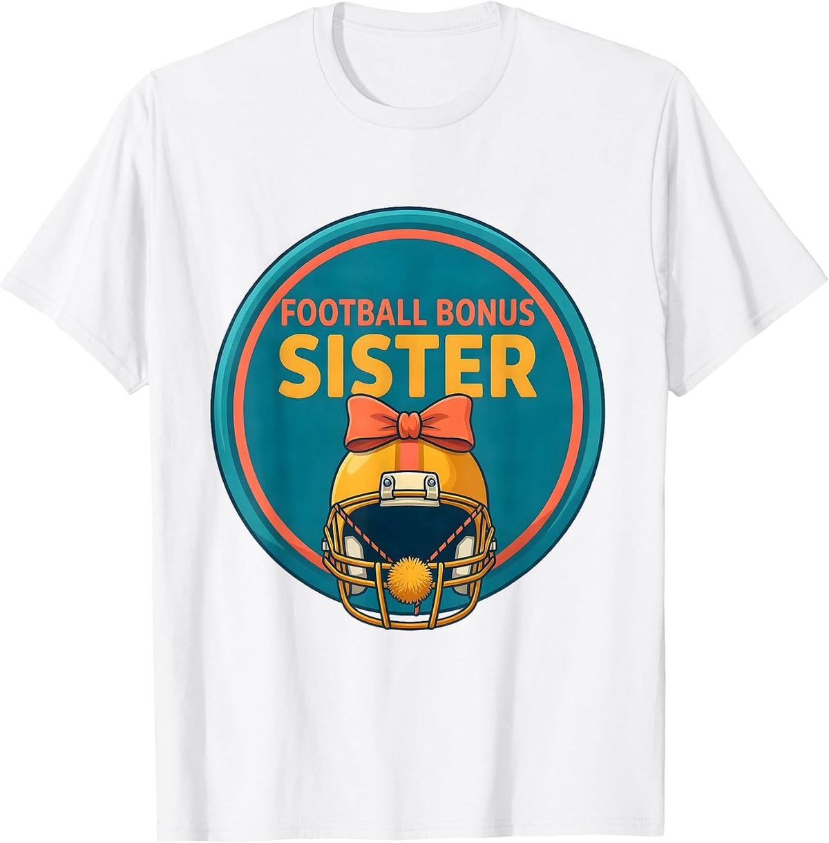 Football Bonus Sister Flat Vector Coquette Bow Game Day T-Shirt - White
