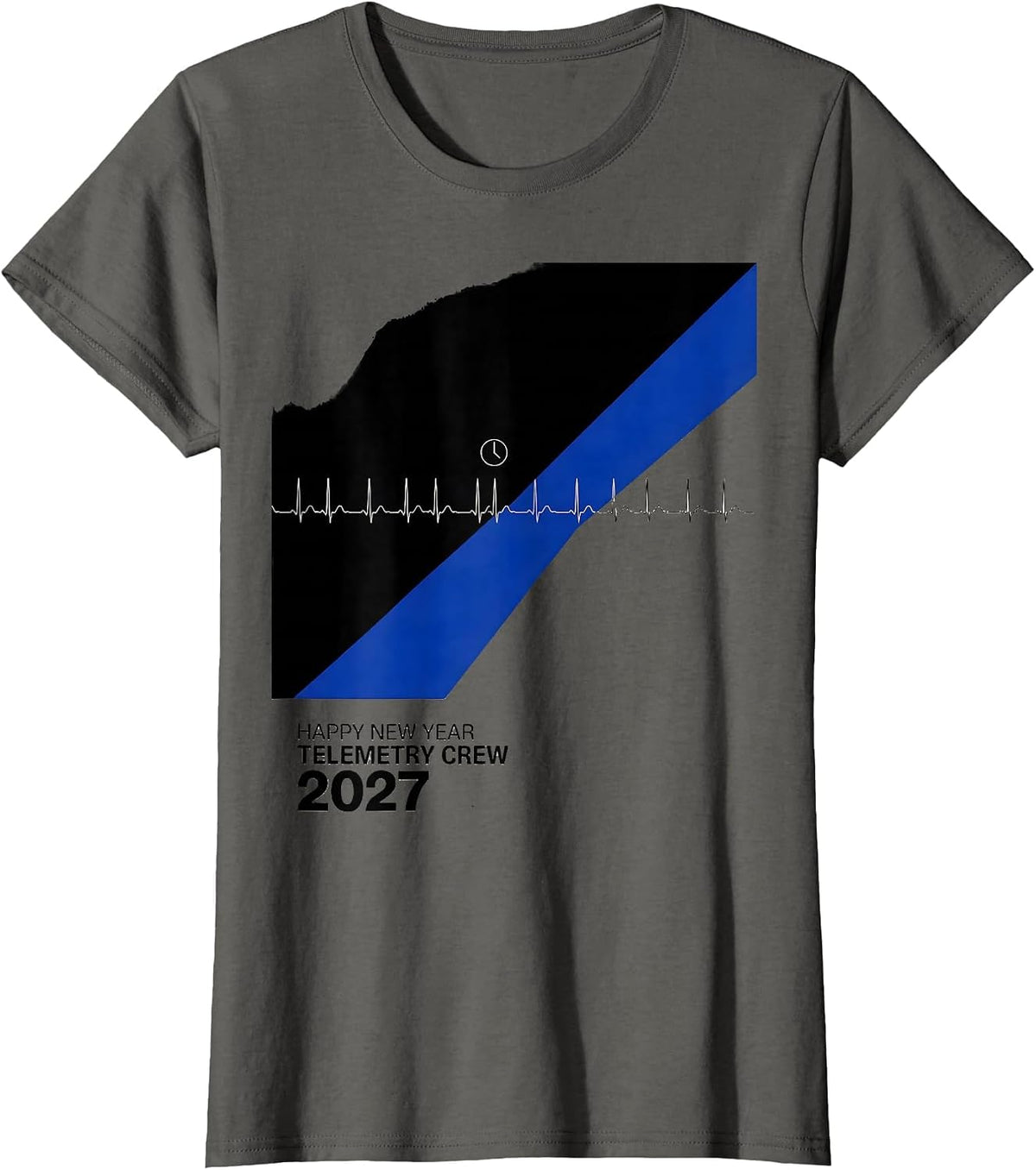Women's Happy New Year, Telemetry Crew 2027 Nurse New Year Shift T-Shirt - Asphalt Grey