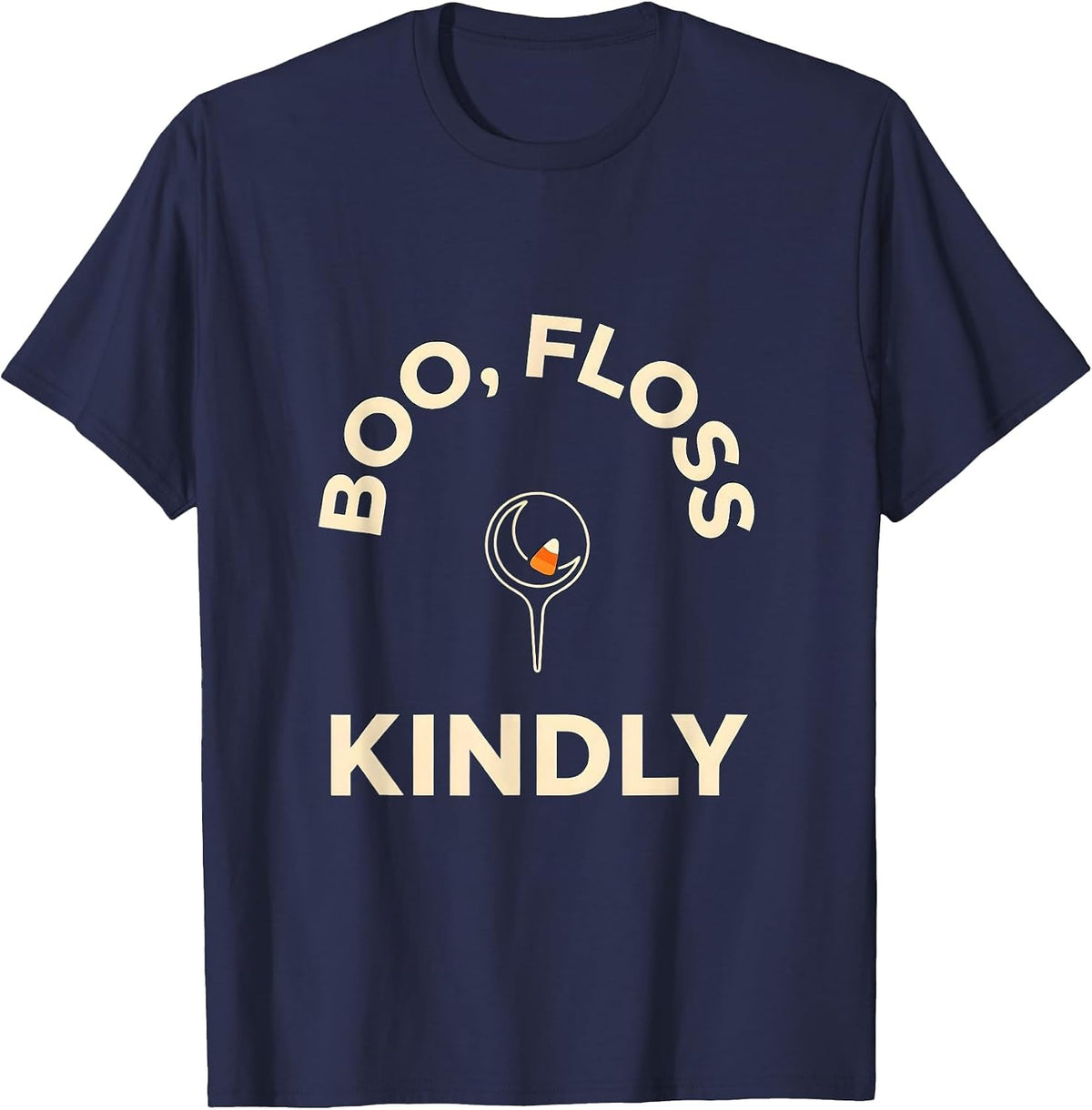 Boo Floss Kindly Minimalist Dental Humor Halloween Costume T-Shirt - Navy Blue