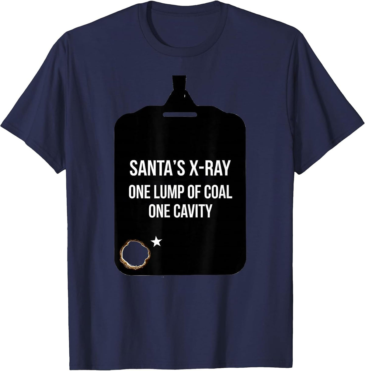 Santa's X-Ray: One Lump of Coal, One Cavity Dental T-Shirt - Navy Blue
