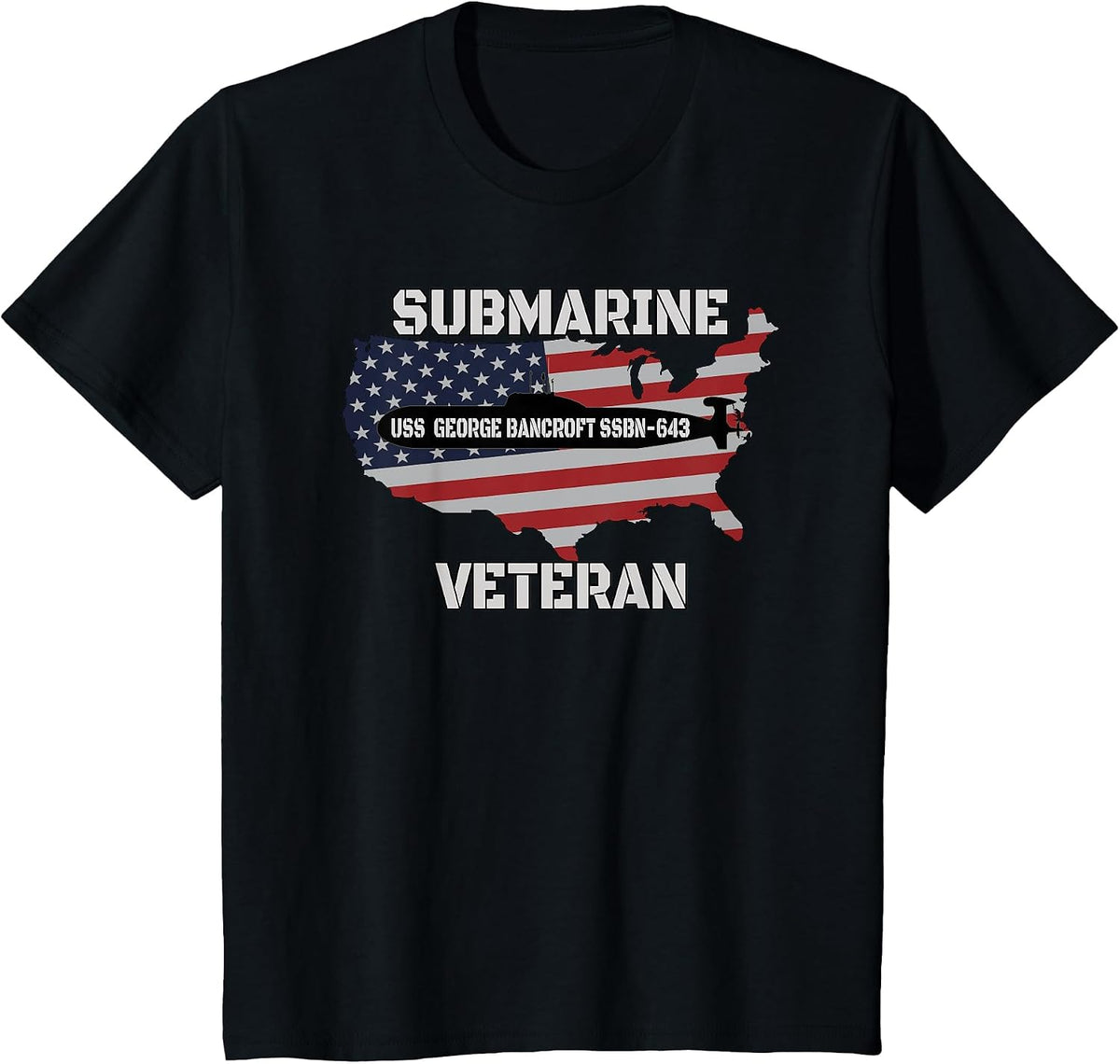 USS Bancroft SSBN-643 Submarine Veterans Day Father Grandpa T-Shirt - Black