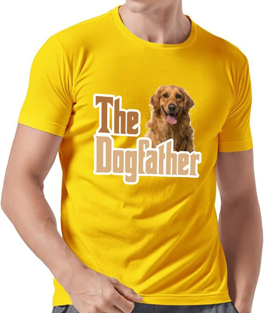 Men's Short Sleeve Dogfather T-Shirt Cotton US Flag Custom Names Golden Retriever Dog - Orange \/ Golden Retriever 2