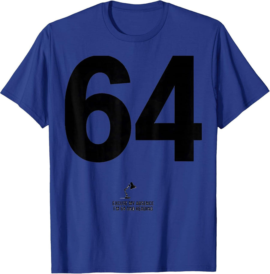 Excuse My Absence, I'm 64 And Reading Minimalist Bookworm T-Shirt - Royal Blue