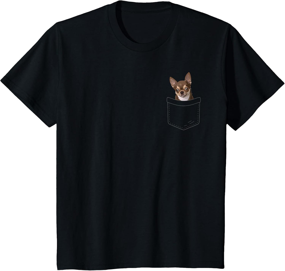 Cute Chihuahua Pocket for Men Women Animal Dog Owner Trainer T-Shirt - Black