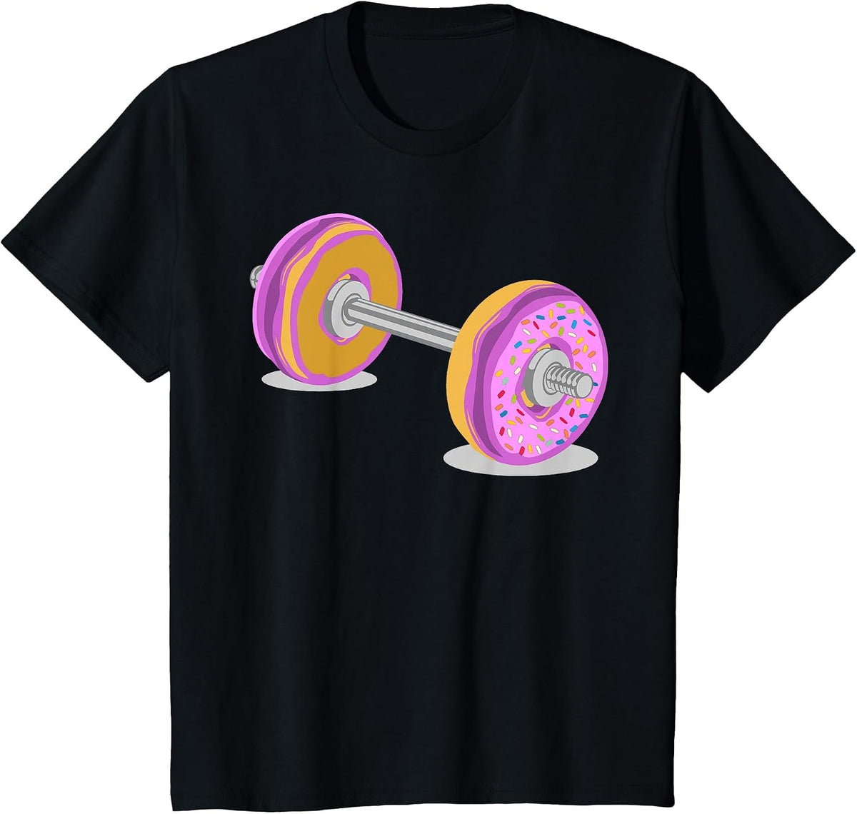 Doughnut Dumbbell Weight Lifting Exercise T-Shirt - Black