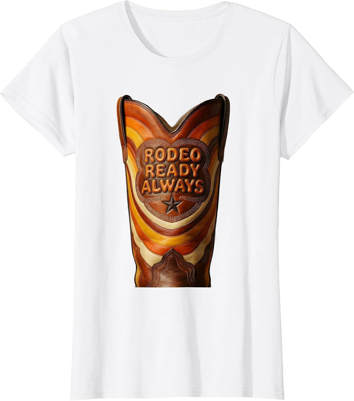 Women's Rodeo Ready Always Western Cowgirl Design T-Shirt - White