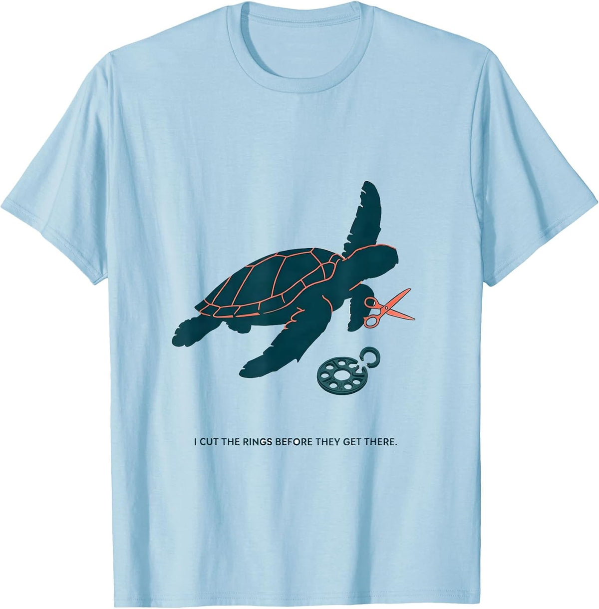 Men's I Cut The Rings Before They Get There Funny Sea Turtle T-Shirt - Baby Blue