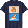 Pembroke Welsh Corgi Corn Dog and Hot Dog Wiener Dachshund T-Shirt - Navy Blue