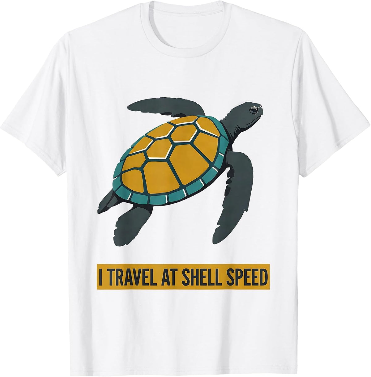 Men's I Travel At Shell Speed Midcentury Modern Sea Turtle Lover T-Shirt - White