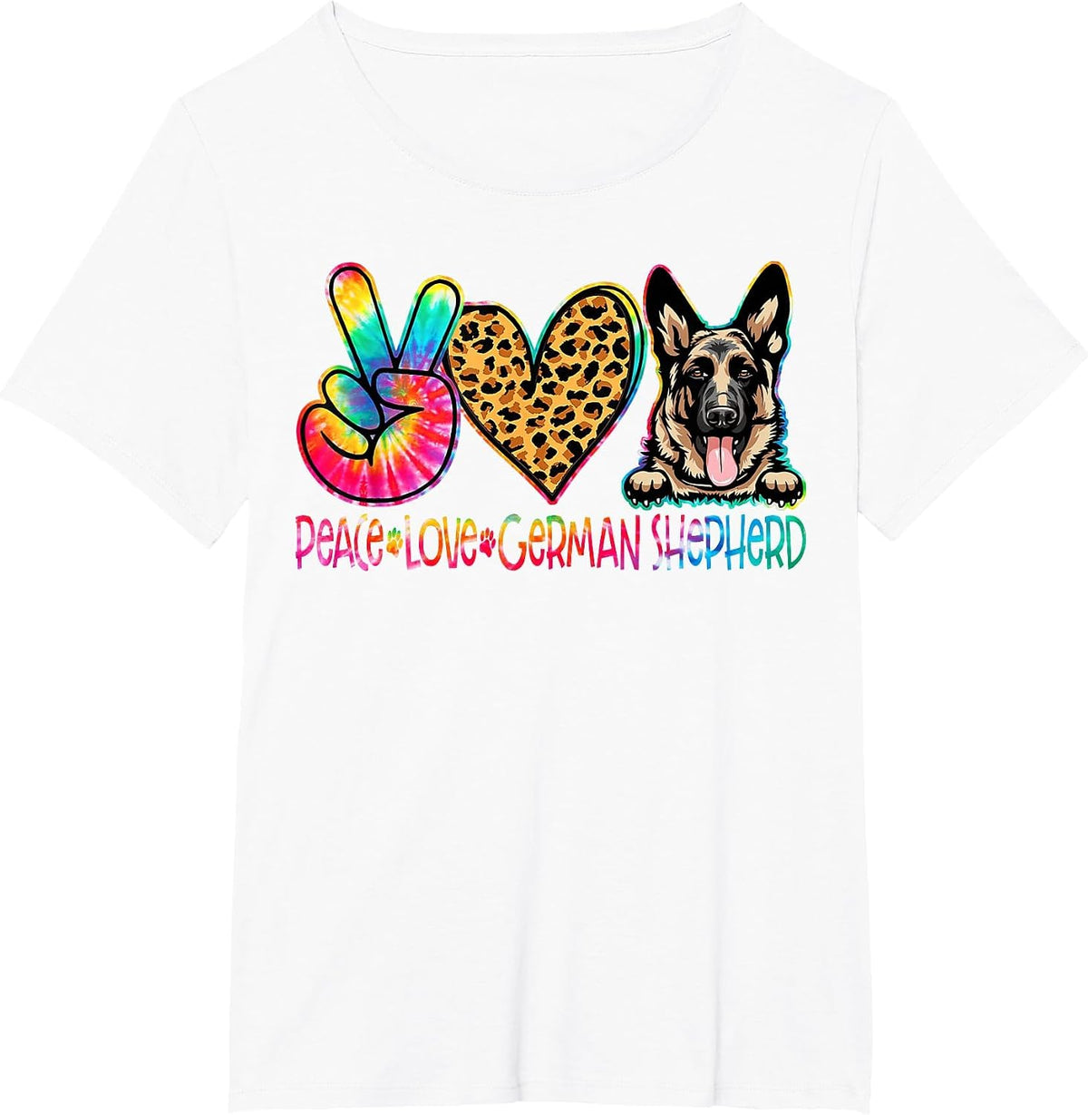 Peace Love German Shepherd Tie Dye Dog Lover T-Shirt - White