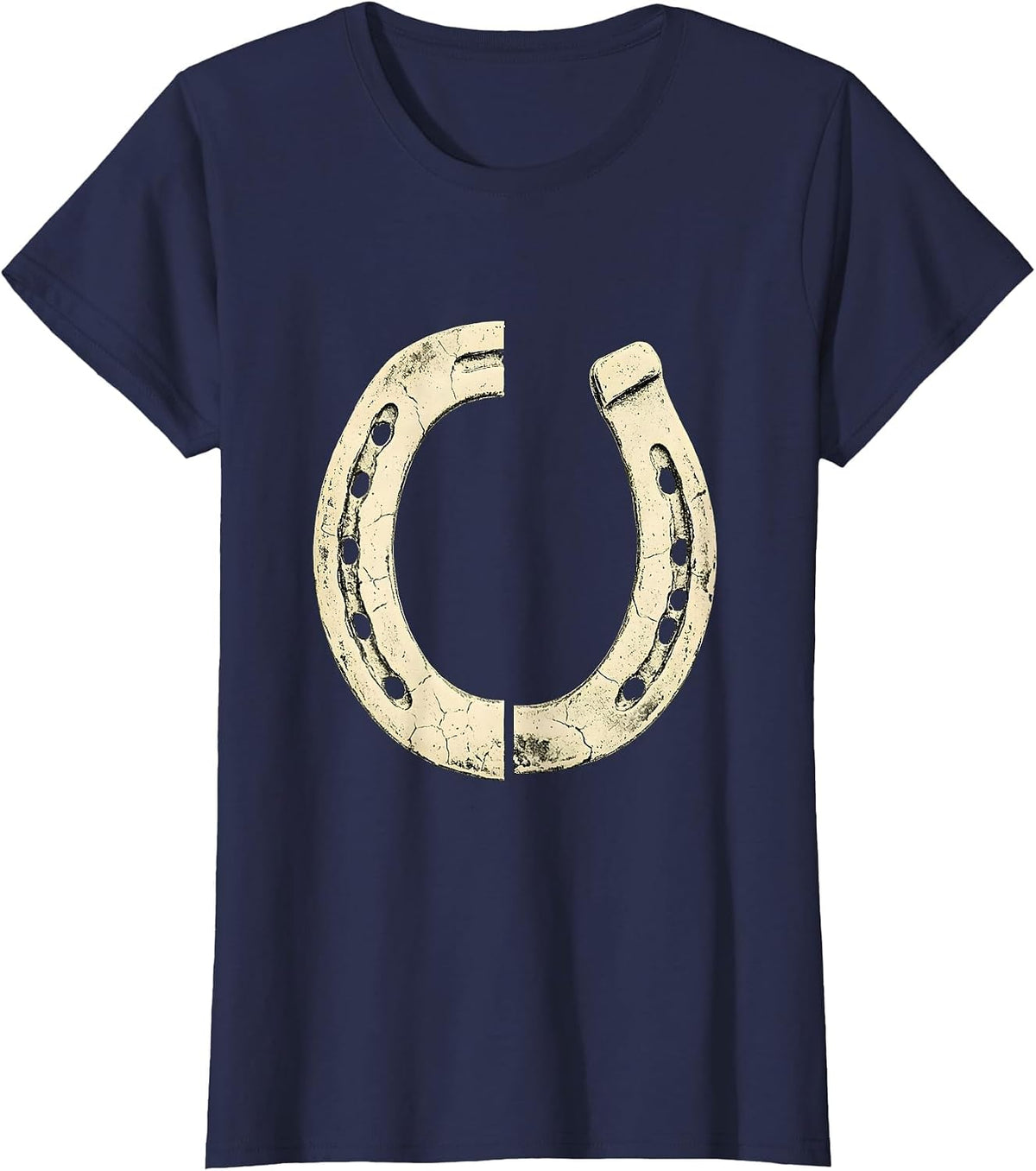 Women's Western Horseshoe Boho Western Best Friends Road Trip T-Shirt - Navy Blue