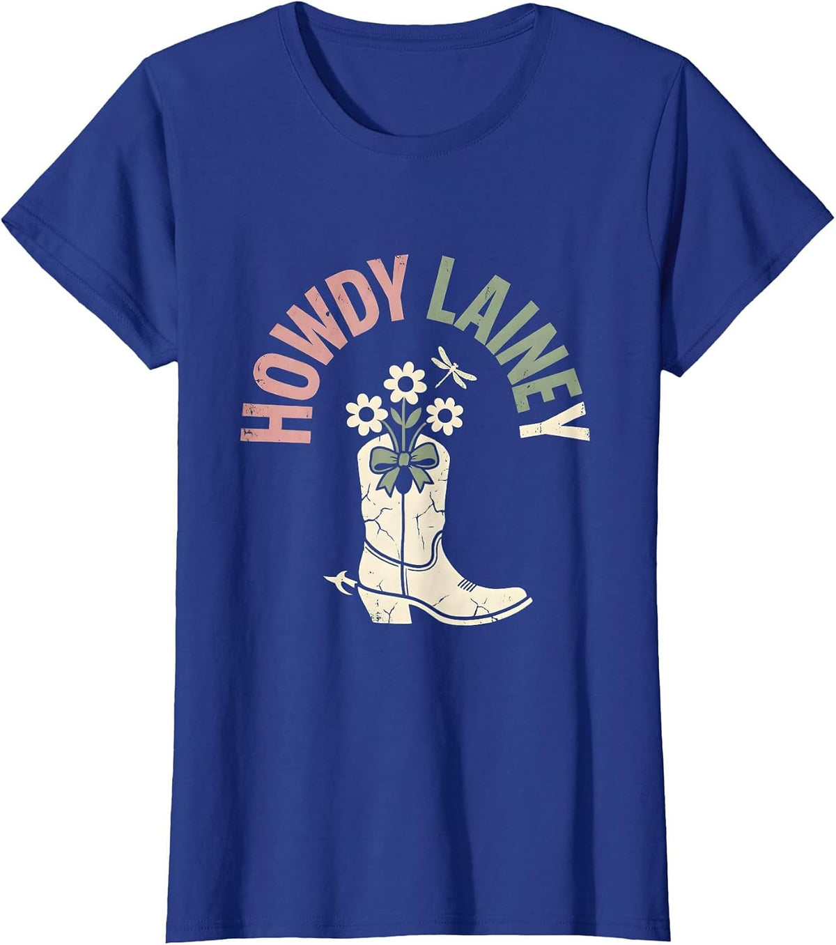 Women's Howdy Lainey Floral Boho Cowgirl Gift for Her T-Shirt - Royal Blue