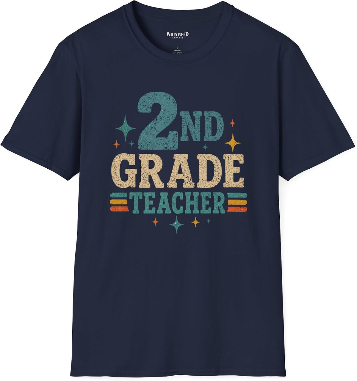 2nd Grade Teacher Shirt, Retro Teacher Tee, Second Grade Teacher Gift, Back to School Shirt - Navy