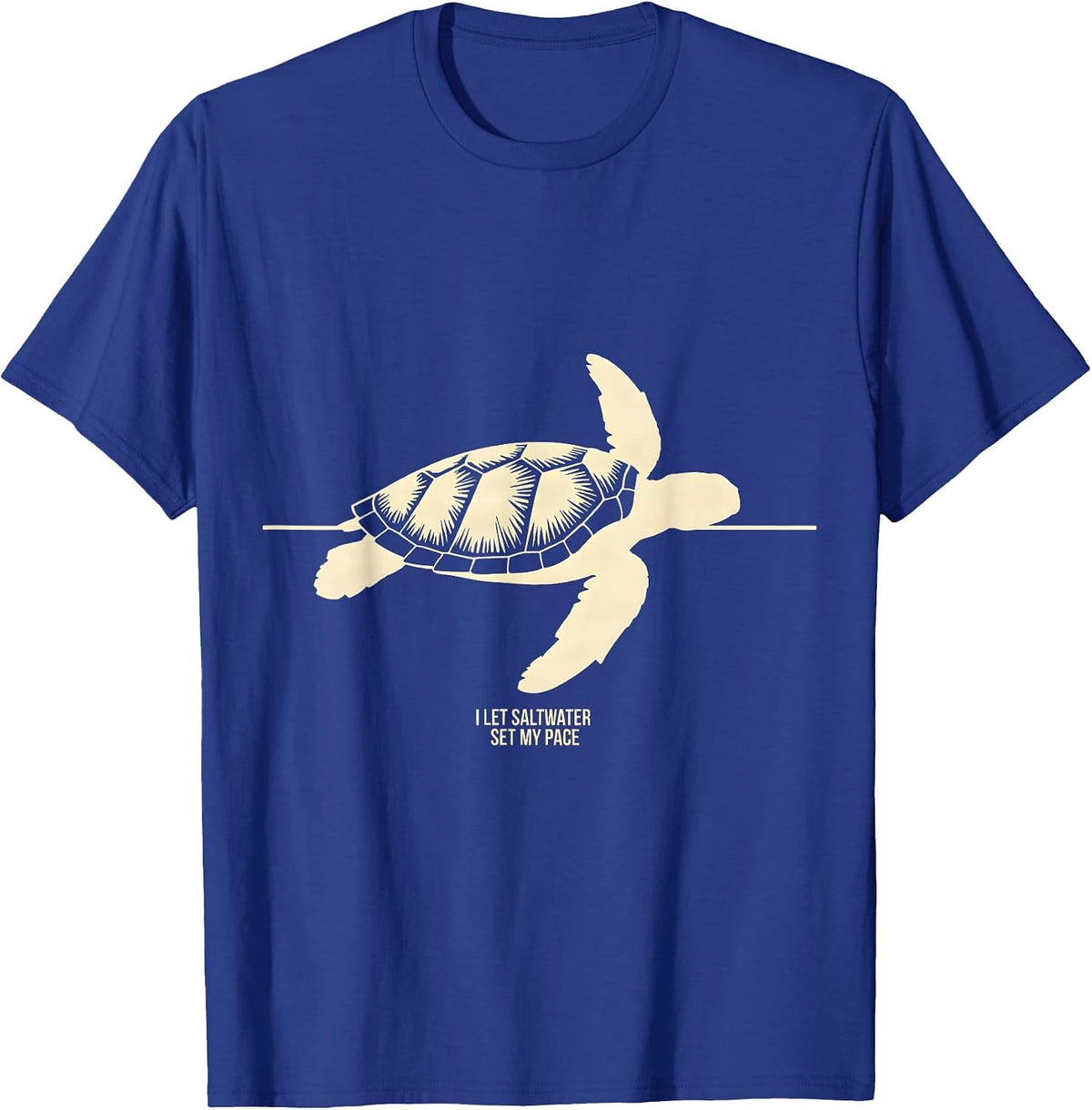 Men's I Let Saltwater Set My Pace Funny Sea Turtle Lover Beach T-Shirt - Royal Blue