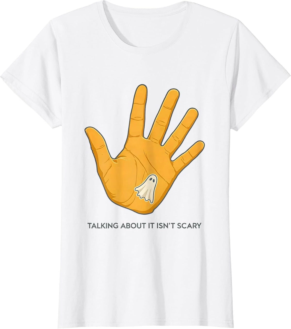 Women's Talking About It Isn't Scary Mental Health Halloween T-Shirt - White