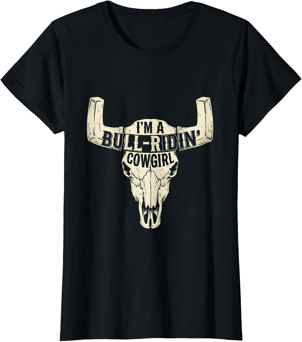 I'm A Bull-Ridin' Cowgirl Boho Western Mono Rodeo Pride T-Shirt - Black
