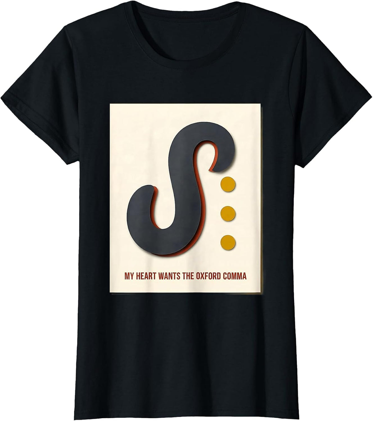 Women's My Heart Wants The Oxford Comma Funny Grammar Teacher T-Shirt - Black