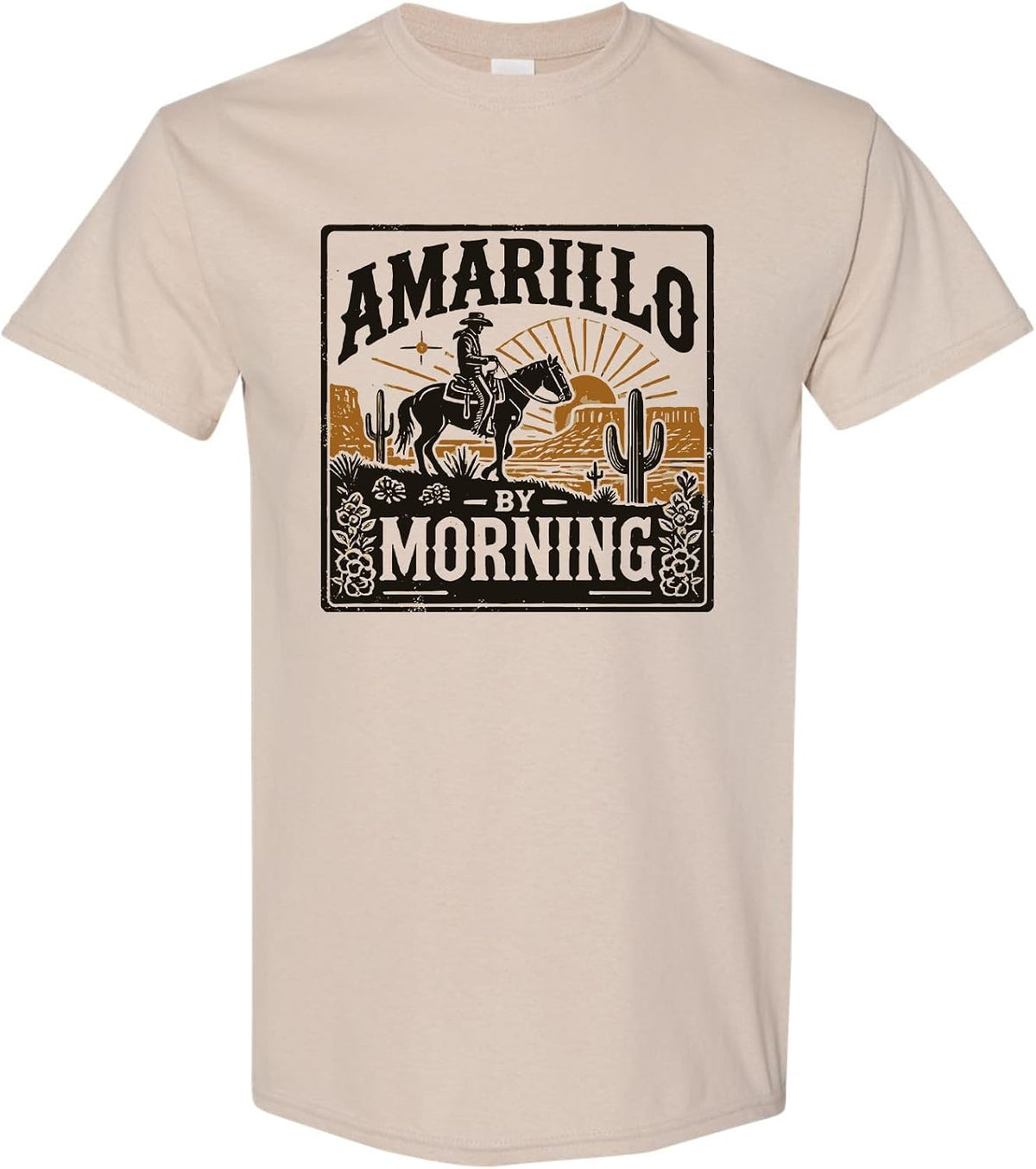 Amarillo By Morning Cowboy Shirt Country Western Graphic Tee - Sand