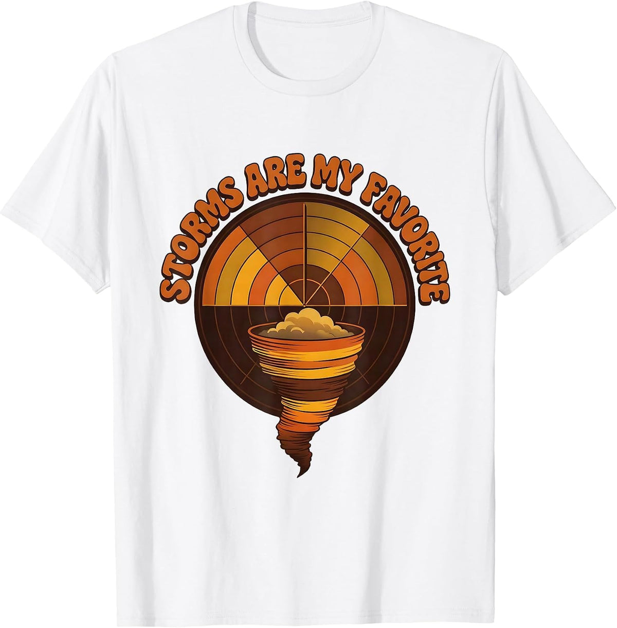 Men's Storms Are My Favorite Retro 70s Tornado Chaser Meteorology T-Shirt - White