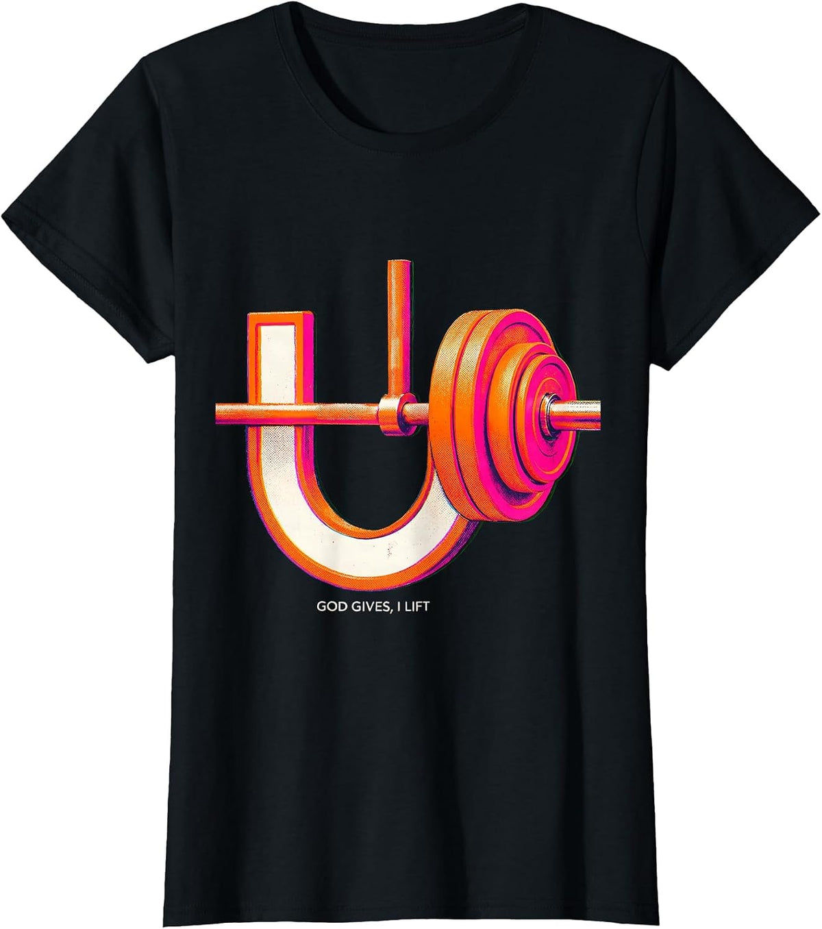 Women's God Gives I Lift Funny Christian Weightlifting Gym Humor T-Shirt - Black