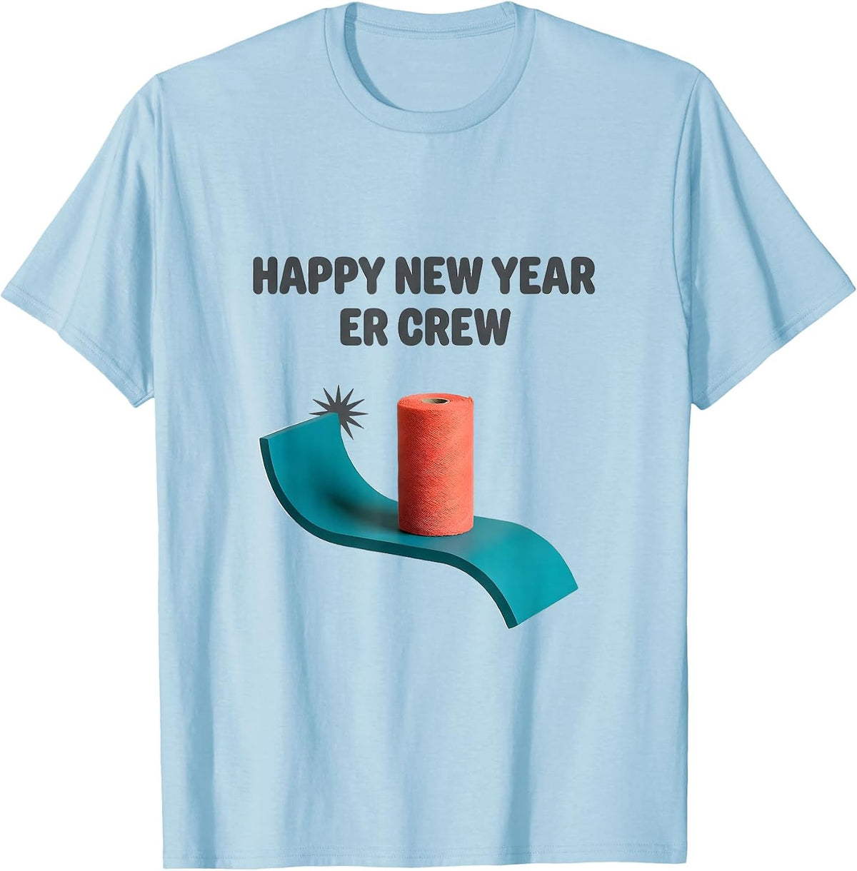 Men's Happy New Year, ER Crew Midcentury Modern Nurse Crew Party T-Shirt - Baby Blue