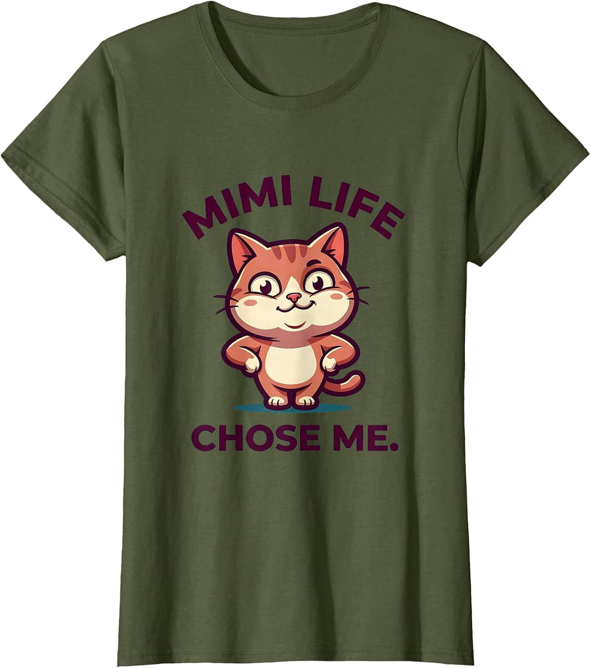 Women's Mimi Life Chose Me Grandma Quote Design T-Shirt - Olive Green