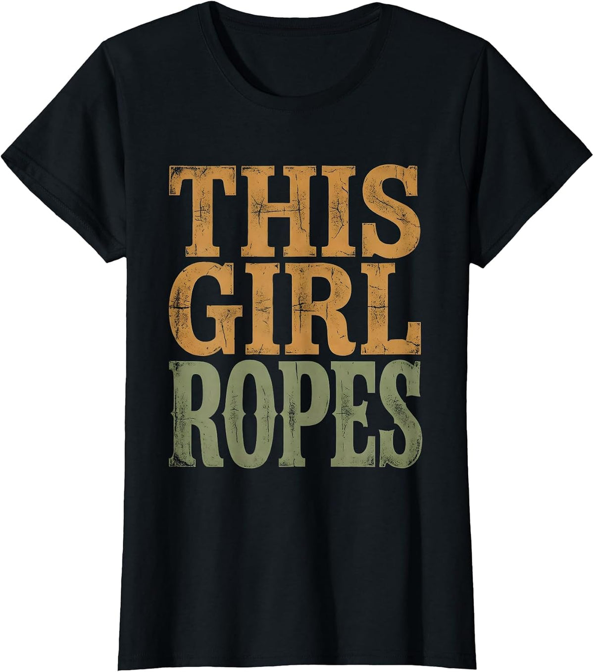 Women's This Girl Ropes Cowgirl Rodeo Design T-Shirt - Black
