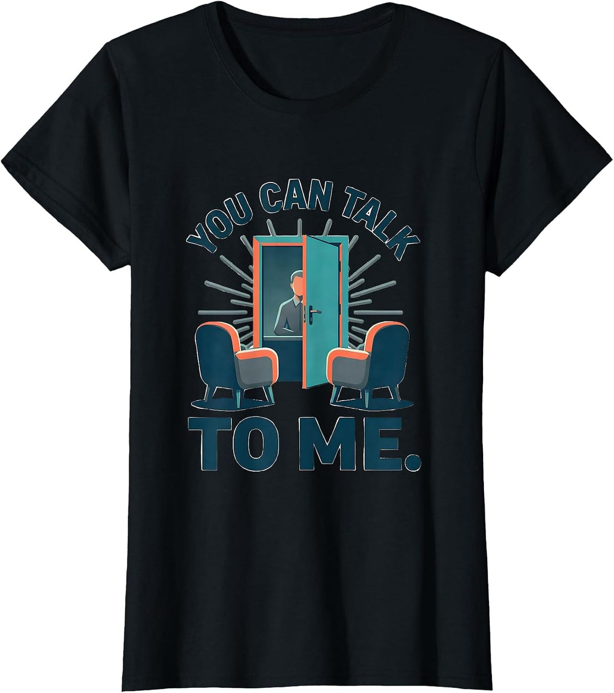 You Can Talk To Me Groovy Retro School Counselor T-Shirt - Black