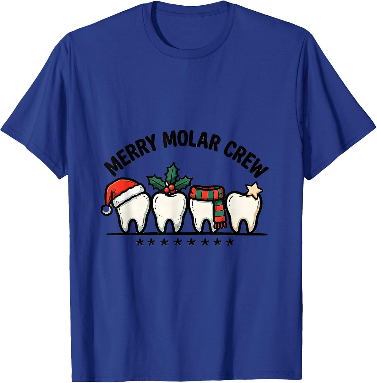 Men's Merry Molar Crew Funny Dental Christmas Crew Dentist T-Shirt - Royal Blue