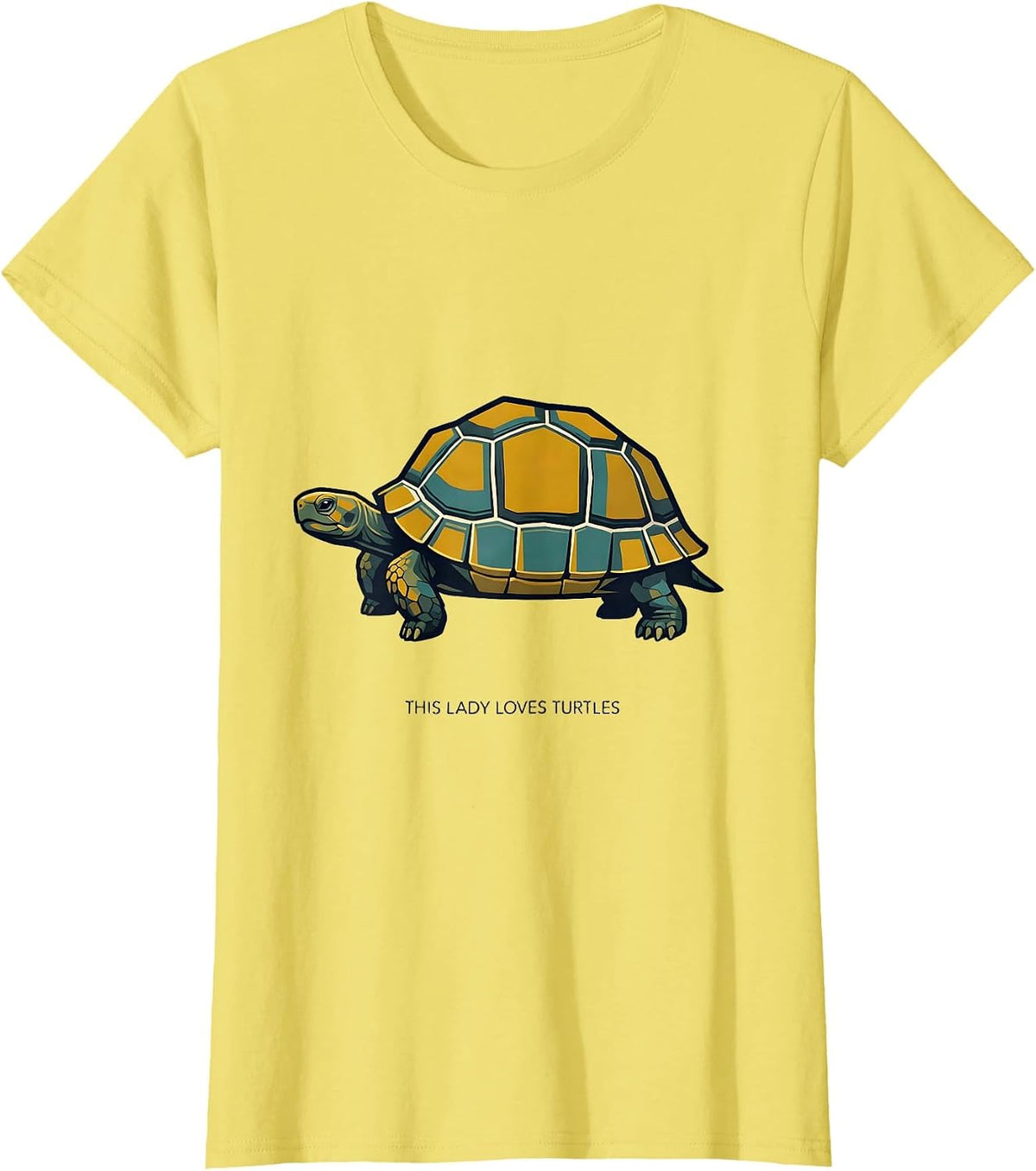 Women's This Lady Loves Turtles Midcentury Modern Turtle Lover Gift T-Shirt - Lemon Yellow