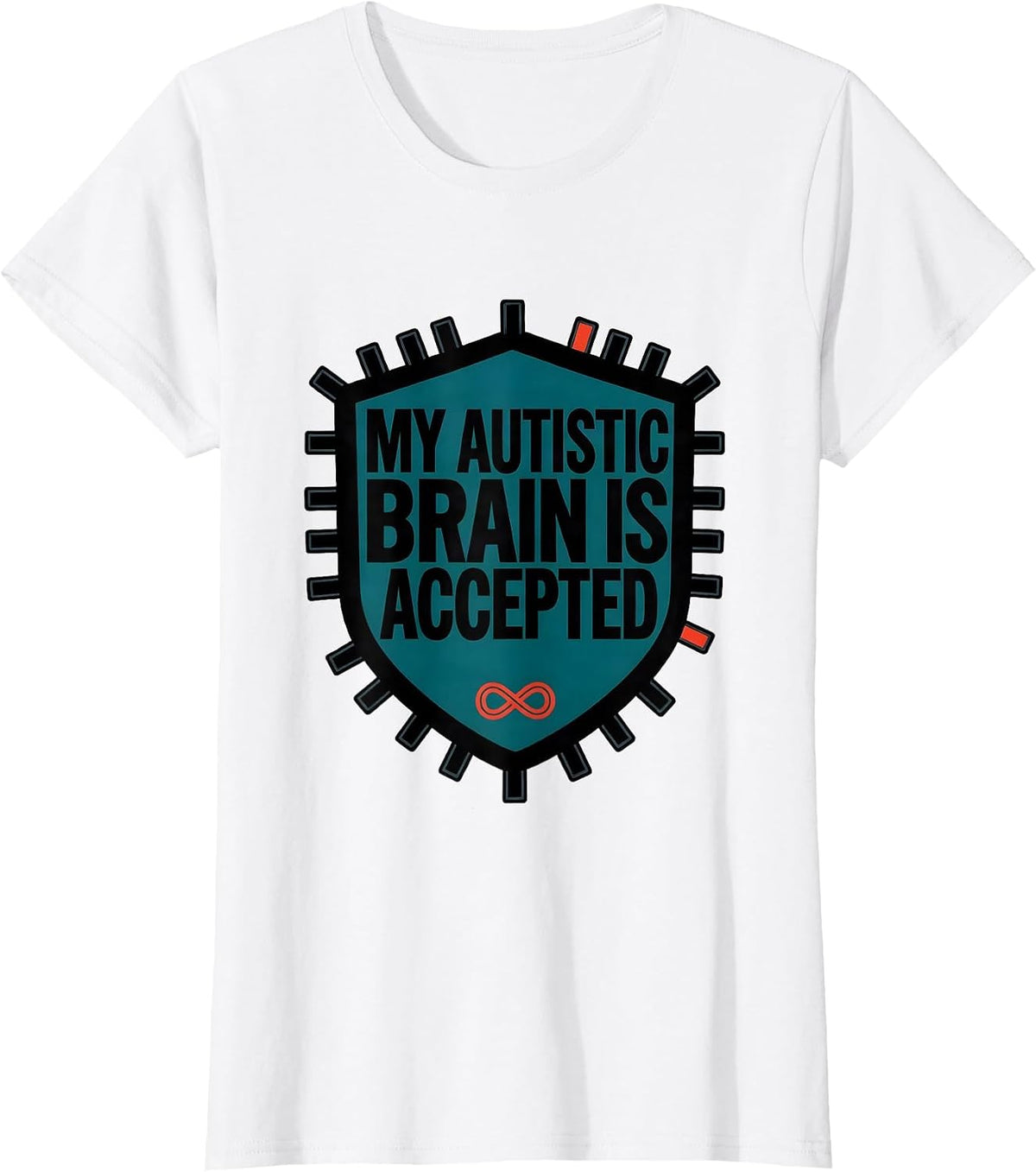 Women's My Autistic Brain Is Accepted Neurodiversity Acceptance T-Shirt - White
