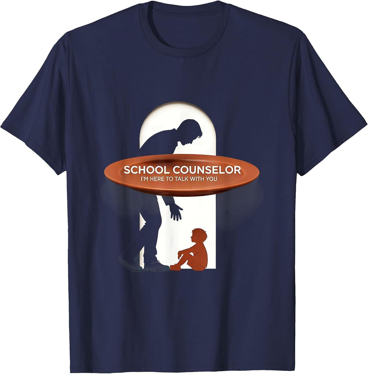 Men's School Counselor I'm Here To Talk With You Support T-Shirt - Navy Blue