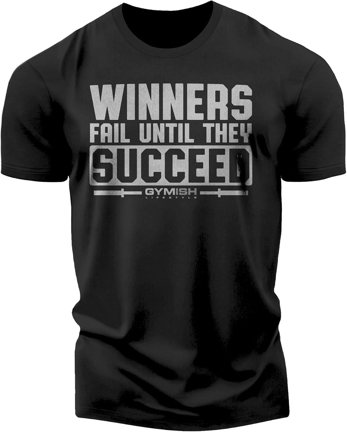 Winners Fail Mens Bodybuilding T-Shirts Graphic Tees Short Sleeve Workout Shirt - 4. Winners Fail Silver on Black