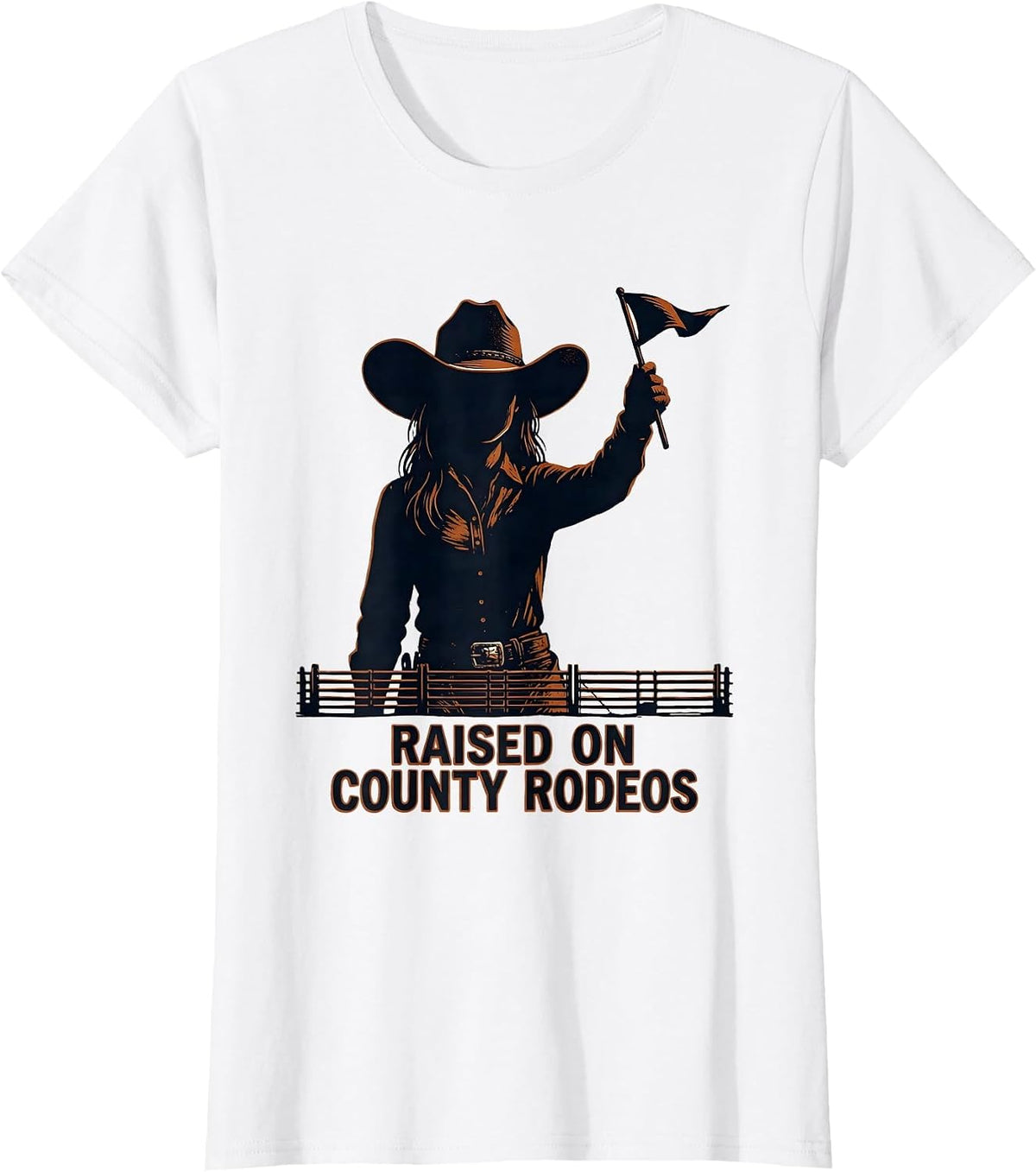Raised On County Rodeos Western Cowgirl Heritage Pride T-Shirt - White