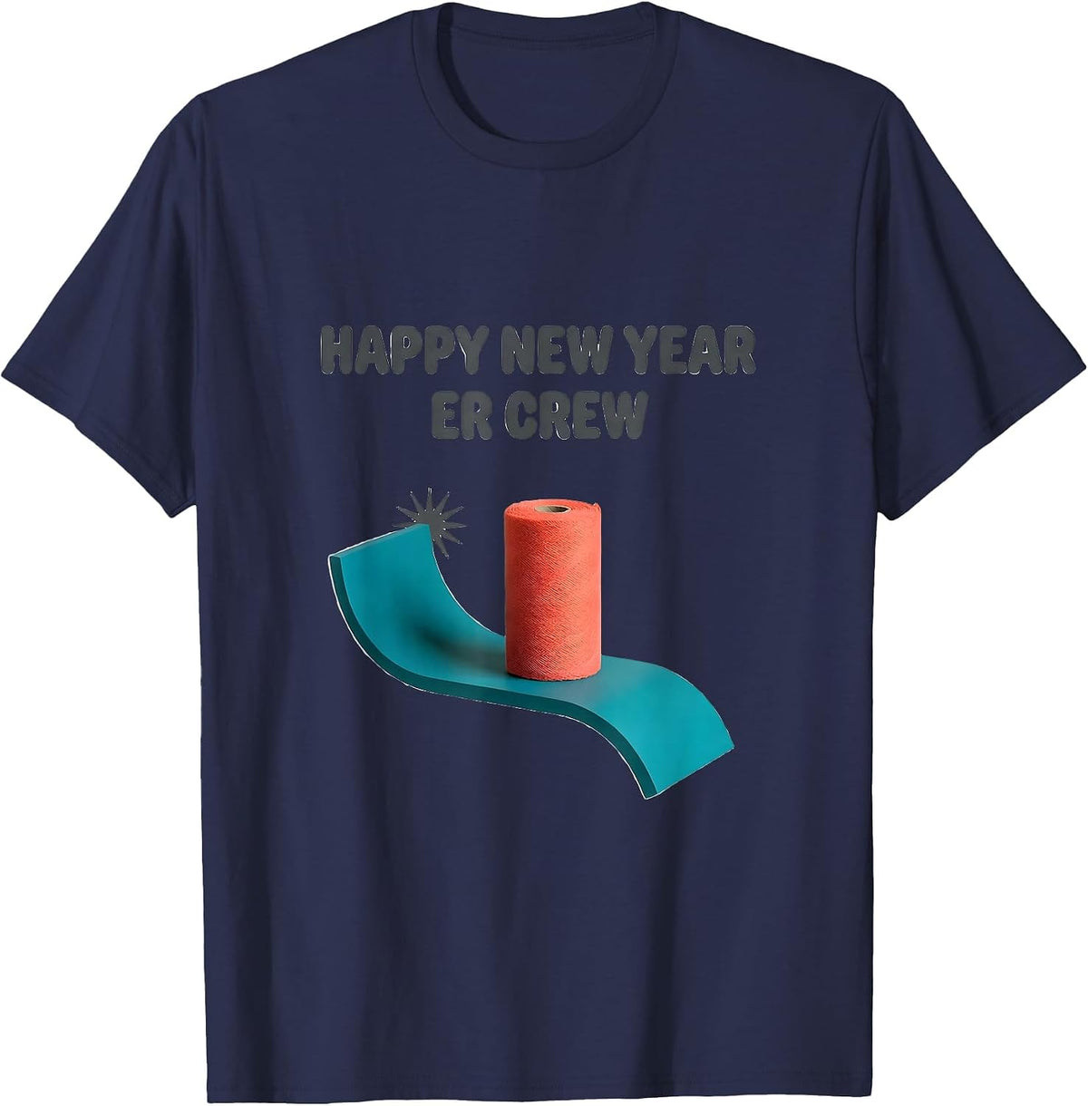 Men's Happy New Year, ER Crew Midcentury Modern Nurse Crew Party T-Shirt - Navy Blue