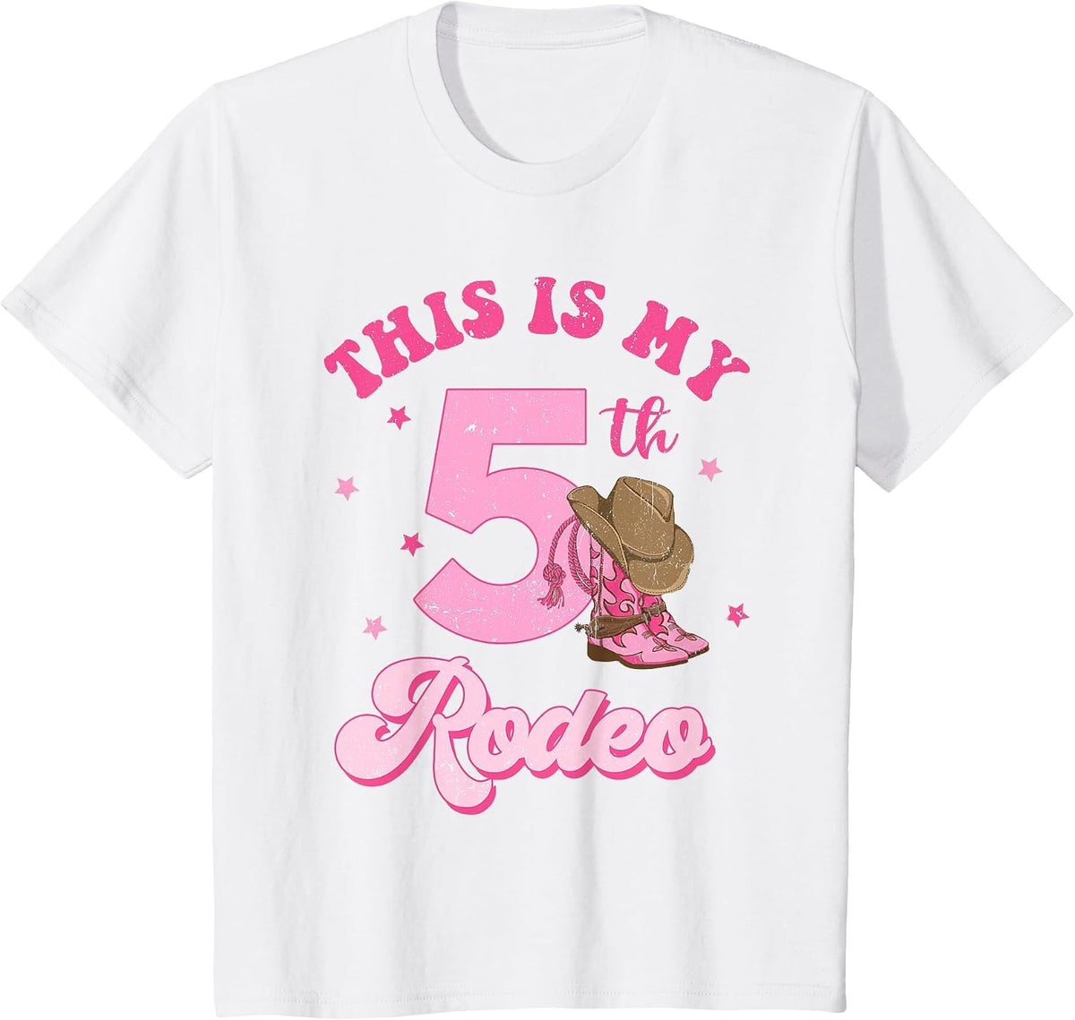 This is My 5th Rodeo Western Cowgirl 5 Year Old Birthday T-Shirt - White