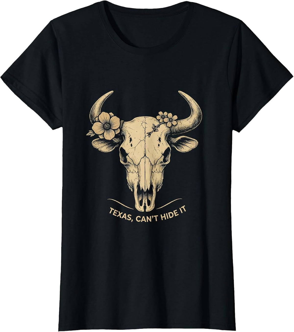 Texas, Can't Hide It Boho Western State Pride Cowgirl T-Shirt - Black