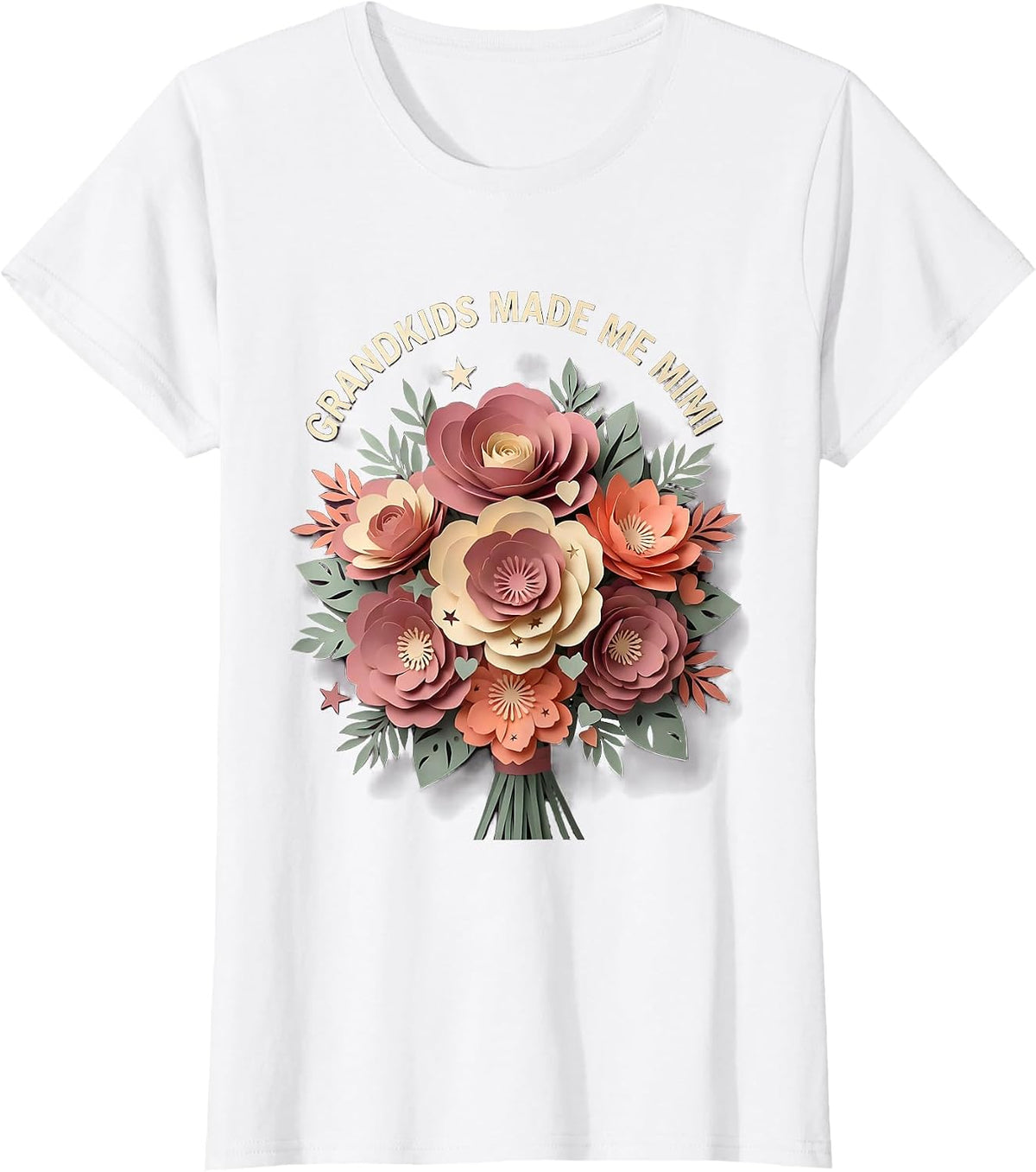 Women's Grandkids Made Me Mimi Grandma Design T-Shirt - White