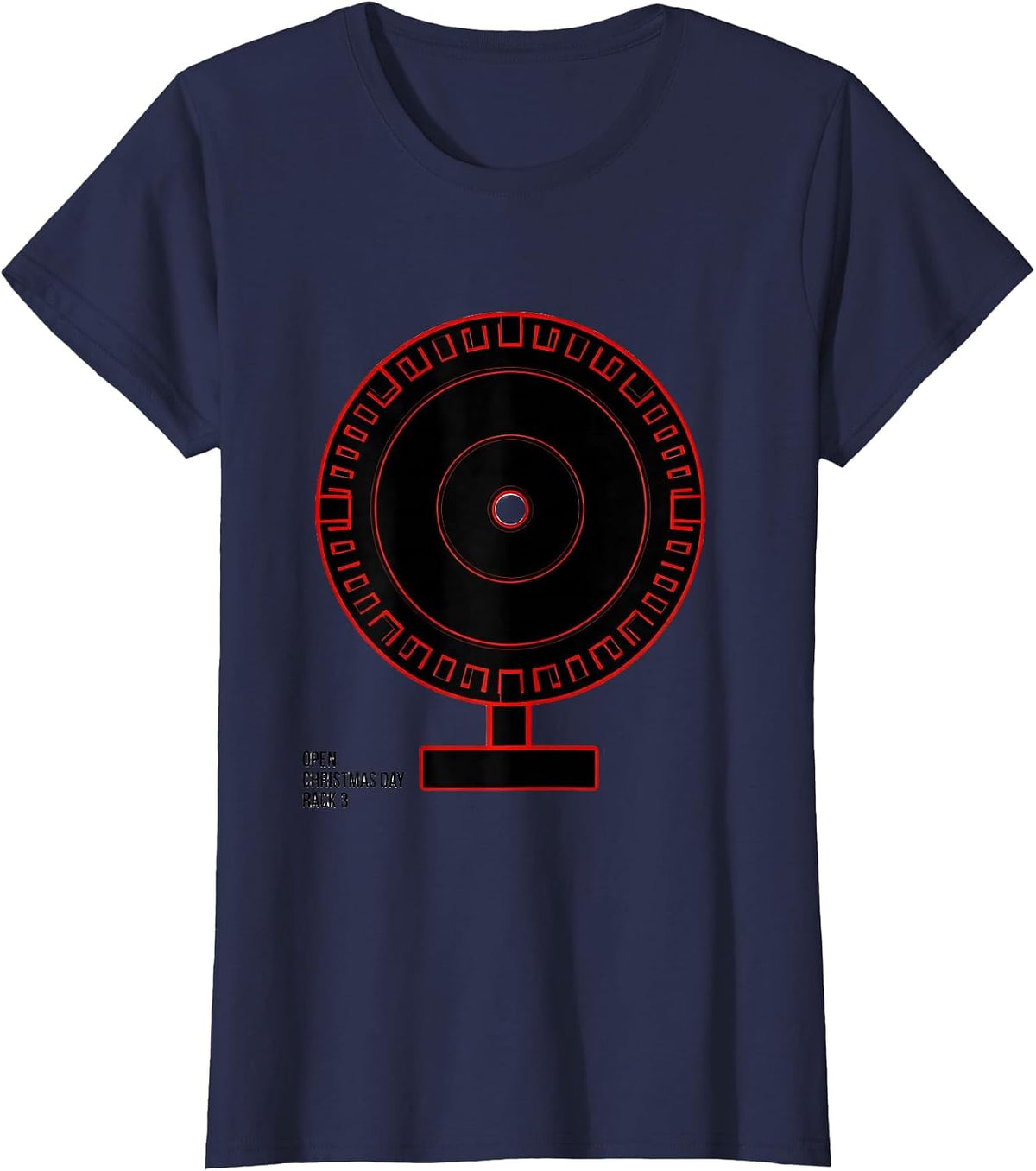 Women's Open Christmas Day, Rack 3 Funny Gym Weightlifting Christmas T-Shirt - Navy Blue