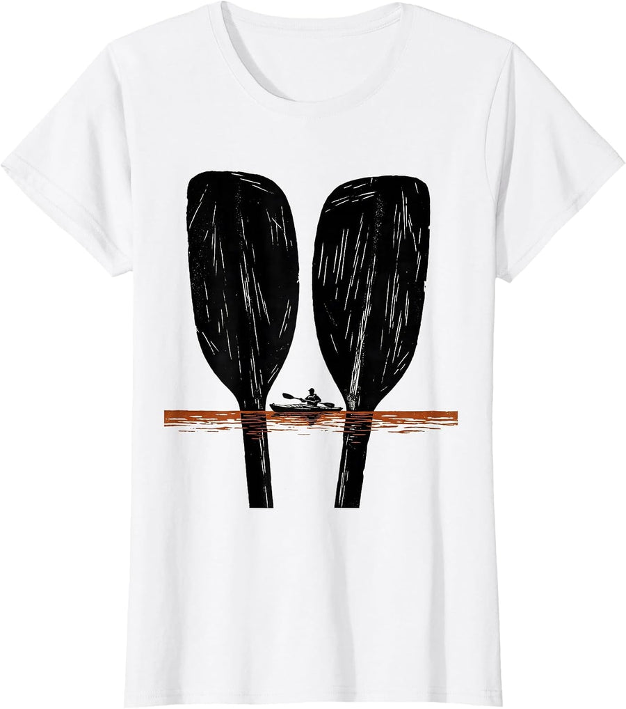 Women's Oversized Paddle Kayak Humor Kayaker Gift T-Shirt - White