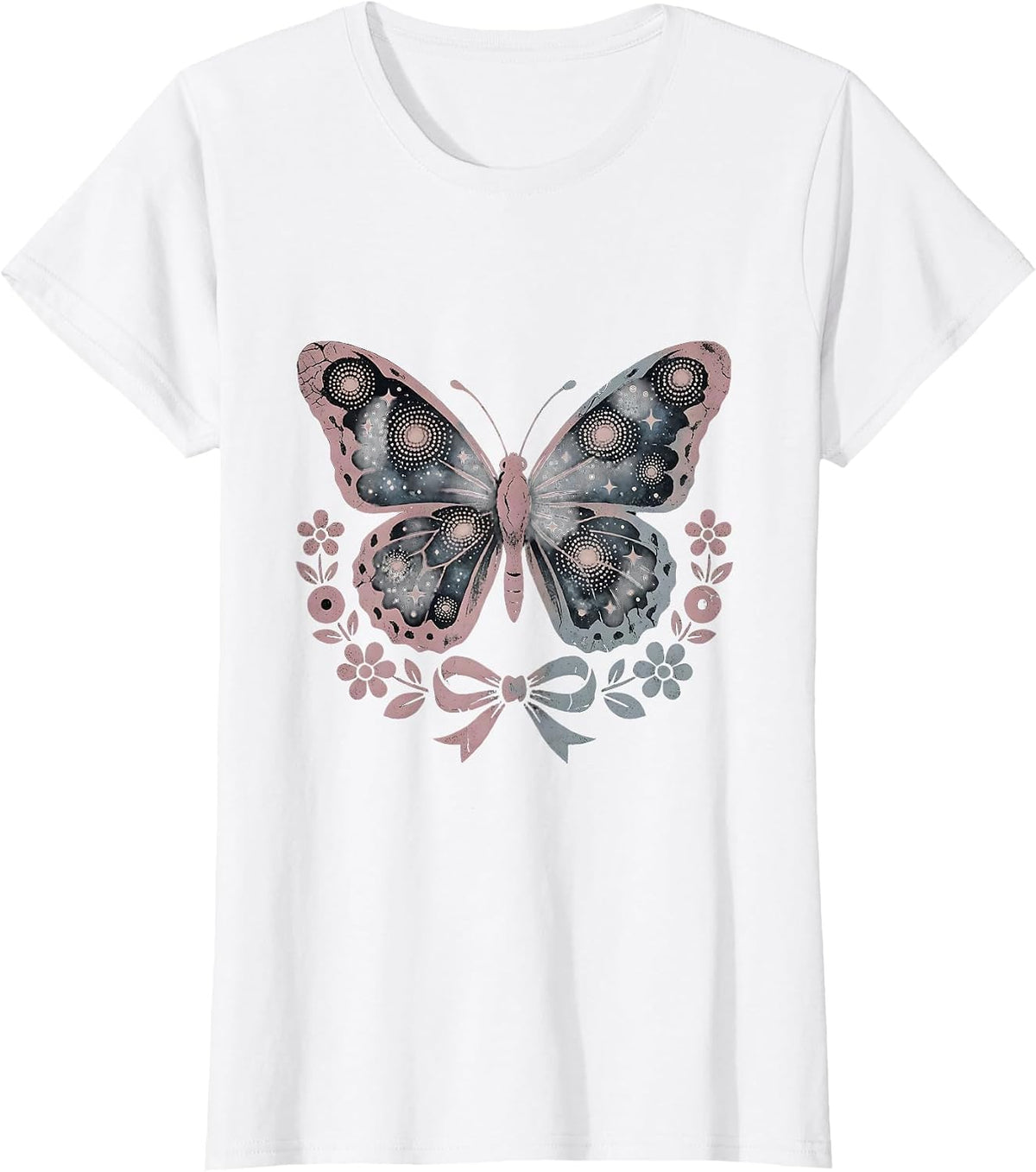 Galaxy Butterfly Cosmic Wings Illustration T-Shirt - White