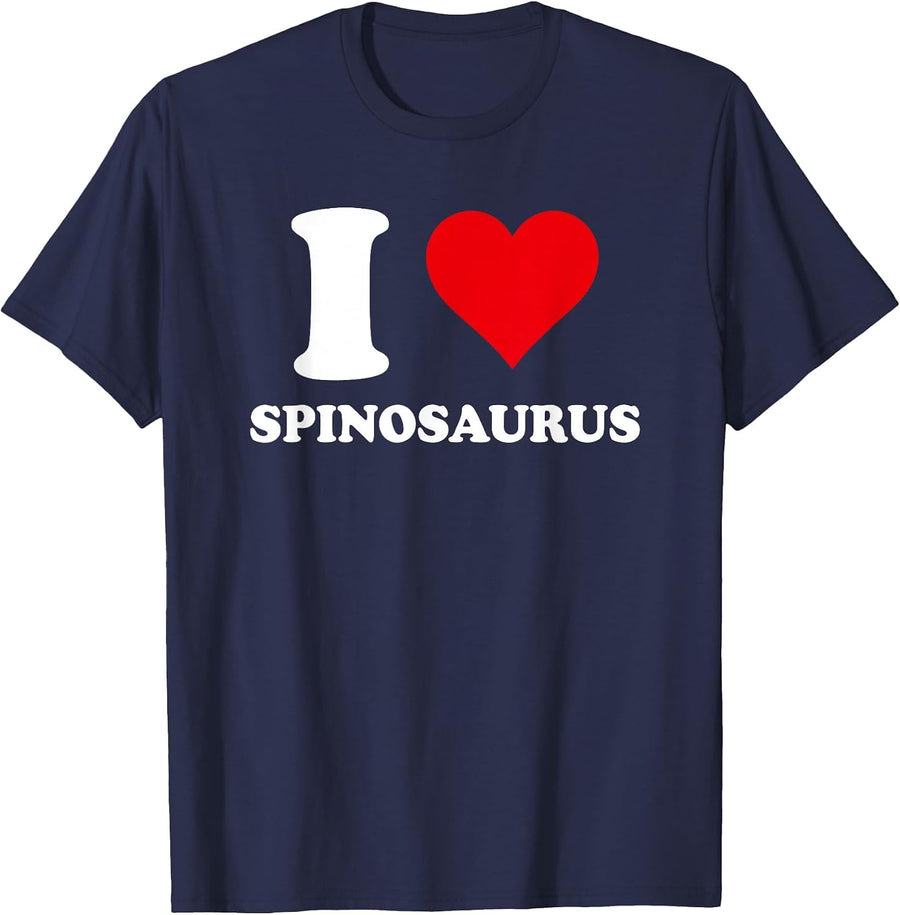 I Love Heart Spinosaurus Paleontology Costume T-Shirt - Navy Blue