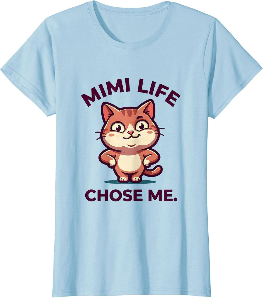 Women's Mimi Life Chose Me Grandma Quote Design T-Shirt - Baby Blue