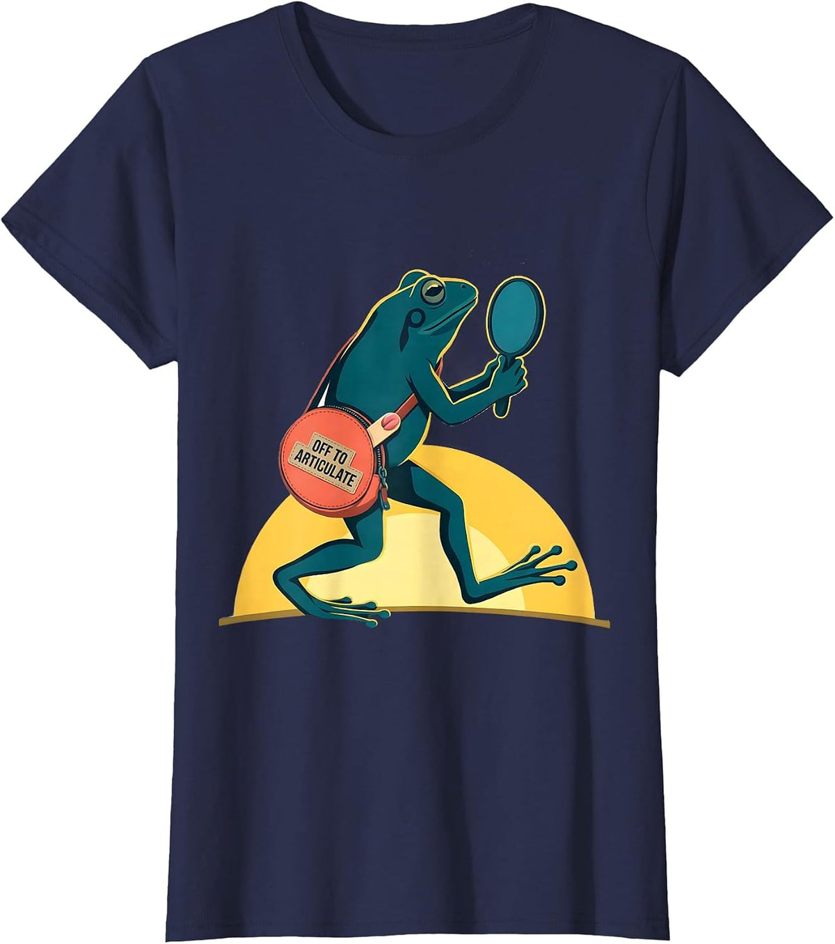 Women's Off To Articulate Funny Frog Speech Therapist Back to School T-Shirt - Navy Blue
