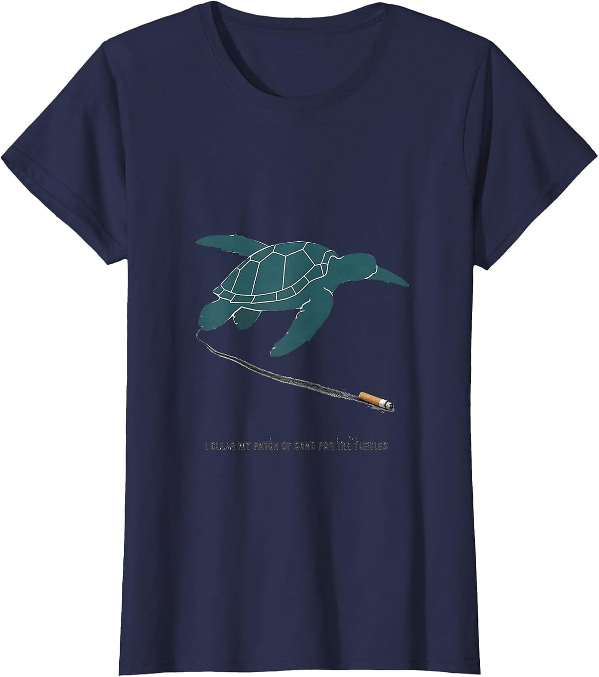 Women's I Clear My Patch Of Sand For The Turtles Vacation T-Shirt - Navy Blue