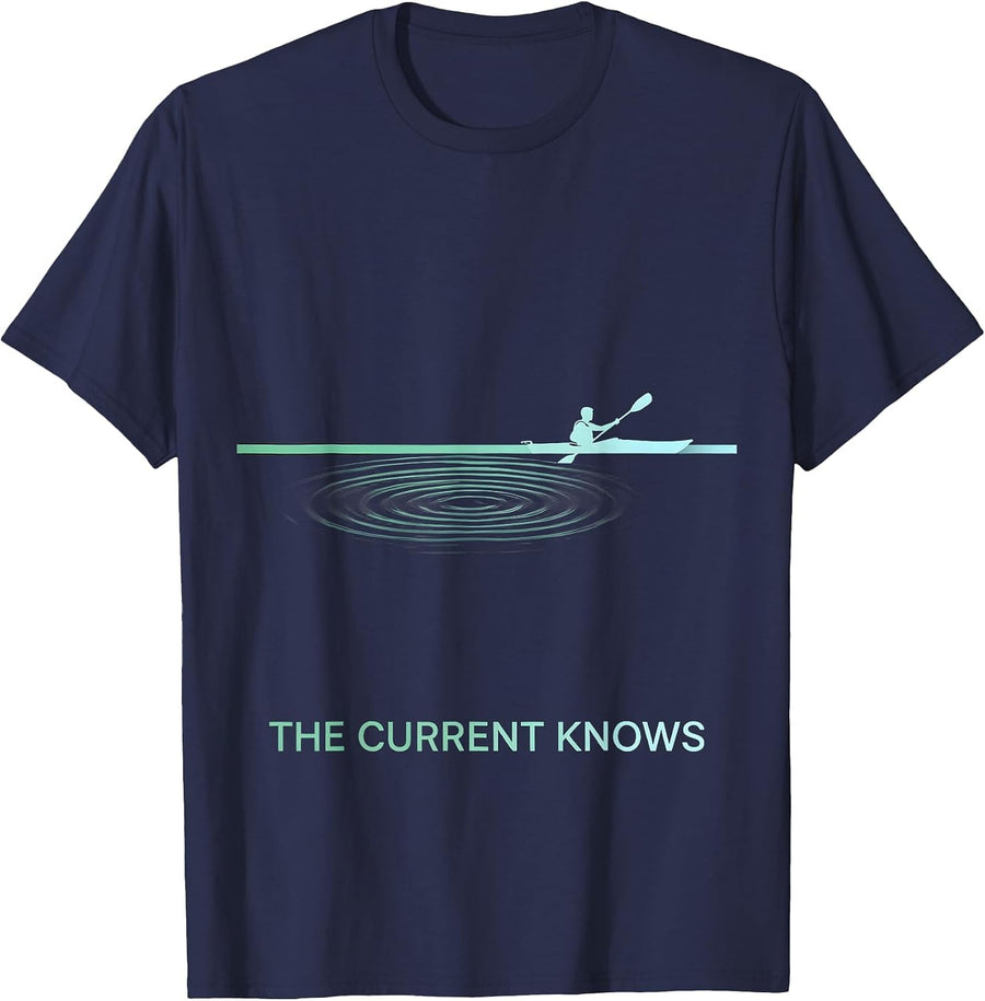 The Current Knows Kayak Ripple Silhouette T-Shirt - Navy Blue