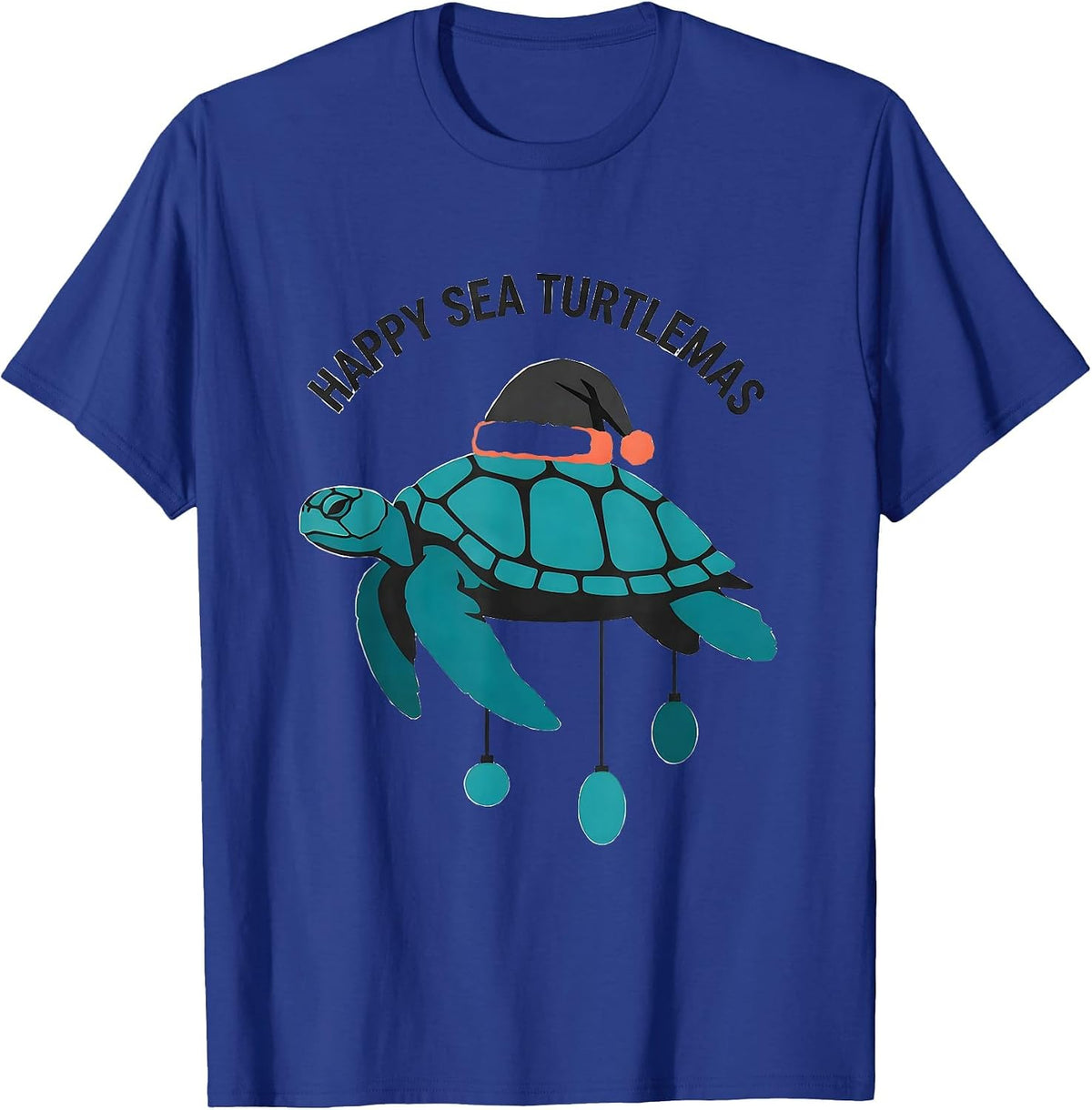 Happy Sea Turtlemas Midcentury Modern Christmas Sea Turtle T-Shirt - Royal Blue