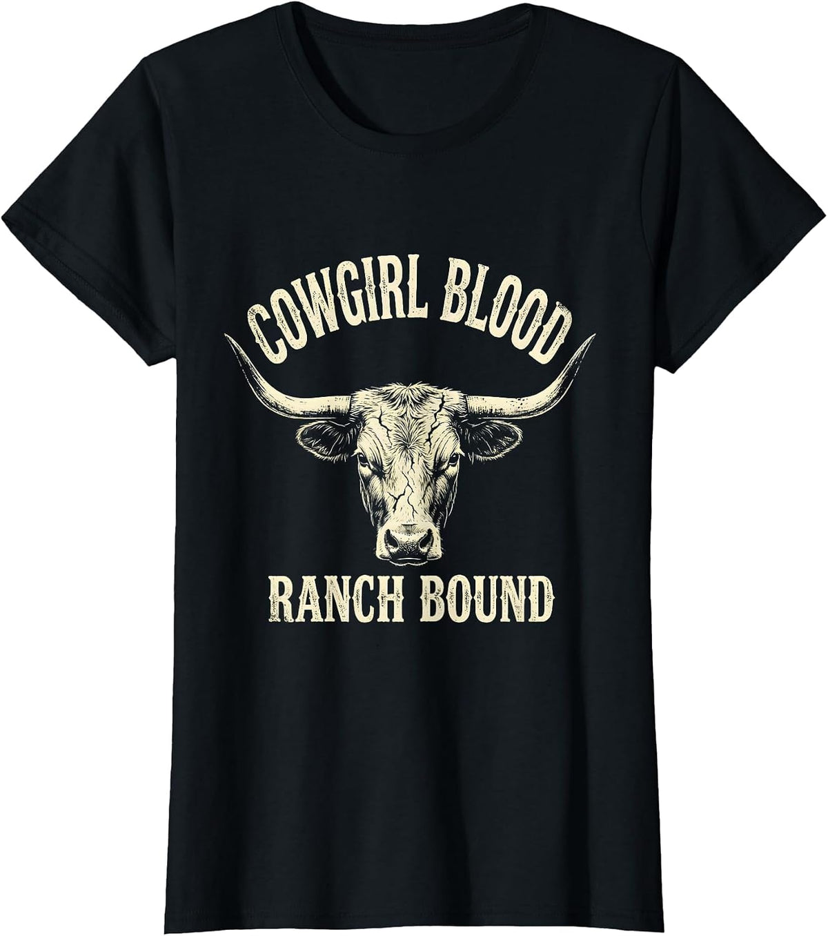 Women's Cowgirl Blood Ranch Bound Boho Western Humor Cowboy Gift T-Shirt - Black
